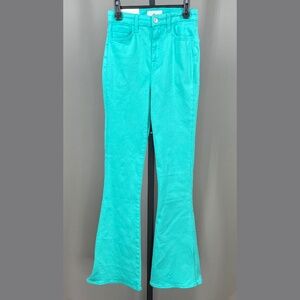 NEW 7 For All Mankind Jeans Womens 26 green denim boot zip flare boho casual